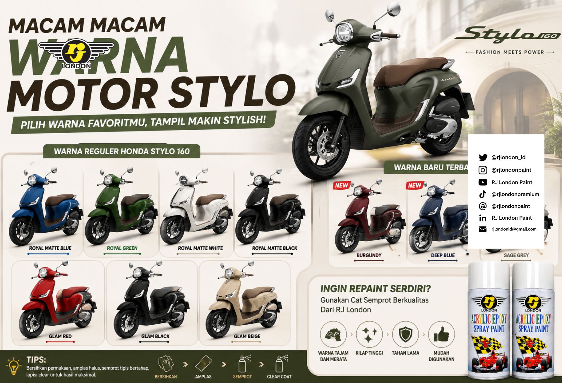 Macam Macam Warna Motor Stylo yang Paling Populer, Lengkap dengan Inspirasi Repaint